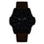 Bracelet de montre pour homme avec cadran noir et index verts lumineux, bracelet marron