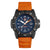 Montre pour homme avec boîtier noir, cadran bleu et bracelet orange