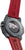 Dos de la montre automatique avec détail du rotor et bracelet rouge, spécifications de série/modèle