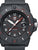 Schwarze Herrenuhr mit schwarzem Kautschukband, schwarzem Zifferblatt und Datumsanzeige