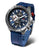 Bracelet de montre pour homme en cuir bleu, cadran bleu et boîtier en acier inoxydable