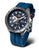 Montre homme avec cadran bleu et bracelet en silicone bleu, boîtier en acier inoxydable
