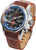 Bracelet de montre pour homme avec bracelet en cuir marron, boîtier argenté et cadran noir