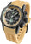 Bracelet de montre pour homme avec cadran noir et bracelet en silicone beige, index lumineux