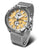 Montre pour homme avec bracelet en métal argenté et cadran beige, affichage analogique de l'heure