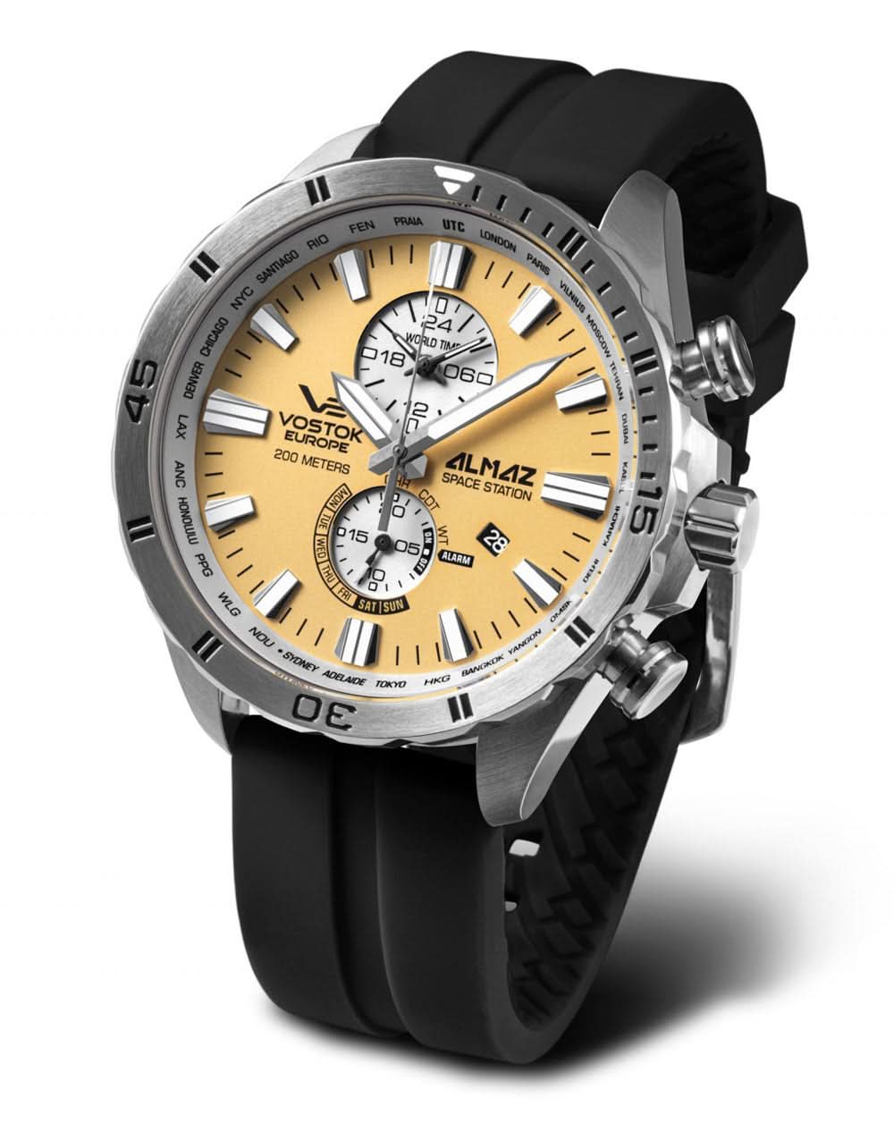 Bracelet de montre noir pour homme avec cadran jaune et boîtier en acier inoxydable, bracelet en silicone noir