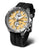 Bracelet de montre noir pour homme avec cadran jaune et boîtier en acier inoxydable, bracelet en silicone noir