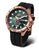 Bracelet de montre pour homme avec bracelet en silicone noir, lunette or rose et cadran vert