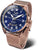 Montre pour homme : cadran bleu, bracelet milanais plaqué or rose