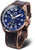 Bracelet pour homme avec cadran bleu et bracelet en cuir marron