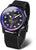 Montre homme avec cadran noir, lunette violette et bracelet milanais noir