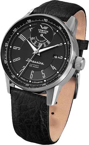 Montre Vostok Europe pour homme avec cadran noir et bracelet en cuir