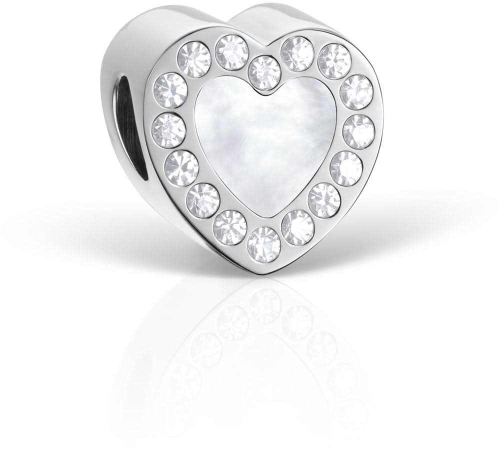 Bering YourHeart-1 Charms cœur en acier inoxydable avec strass
