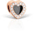 Charm cœur en acier inoxydable couleur or rose avec insert noir et zirconias cubiques transparents