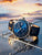 Herrenarmbanduhr mit rundem blauem Zifferblatt und blauem Lederarmband, GMT
