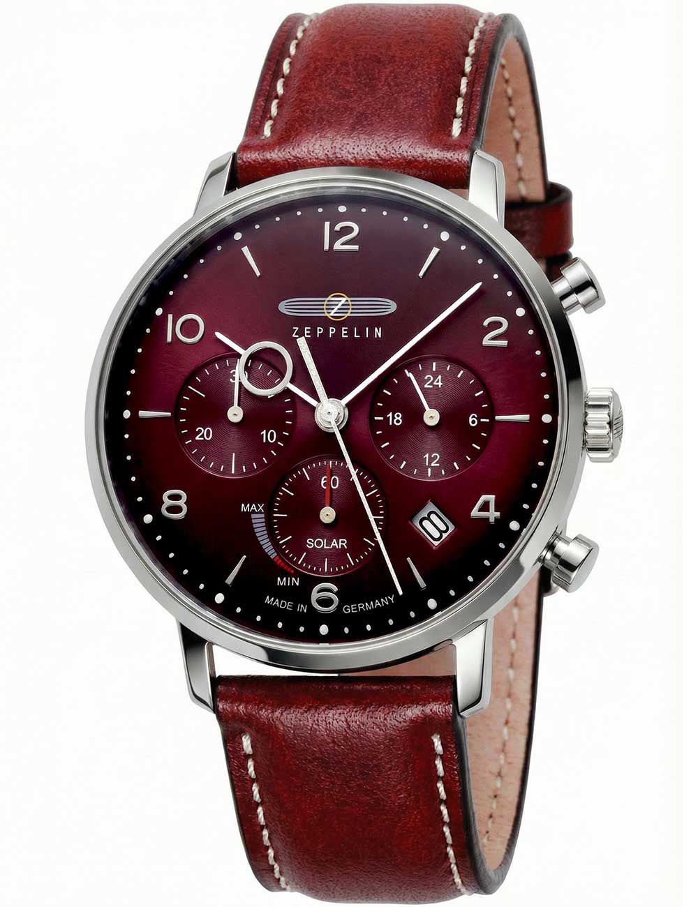 Herren-Chronograph: schwarzes Zifferblatt, braunes Lederarmband, Edelstahlgehäuse