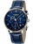Herrenchronograph: blaues Zifferblatt, Edelstahlgehäuse, dunkelblaues Lederarmband