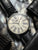 Herrenarmbanduhr Zeppelin Flatline, schwarzes Lederband, creme Zifferblatt, blaues Muster, 25