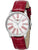Zeppelin Herren-Armbanduhr mit rotem Lederarmband, silbernem Gehäuse und römischen Ziffern