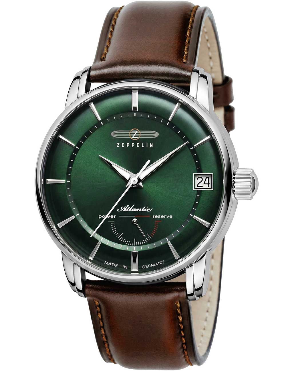Herren-Armbanduhr mit grünem Zifferblatt, Lederarmband und Datumsanzeige (24) – Zeppelin