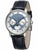Herrenarmbanduhr mit blauem Zifferblatt und Mondphasenanzeige, Lederarmband