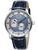 Zeppelin Herrenarmbanduhr mit blauem Zifferblatt, silbernem Gehäuse und Lederarmband.