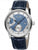 Herrenautomatik-Uhr mit blauem Zifferblatt und dunkelblauem Lederarmband, Metallgehäuse