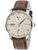 Herrenarmbanduhr mit beigem Zifferblatt, braunem Lederband und silbernem Gehäuse
