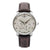 Bracelet de montre pour homme avec bracelet en cuir marron, boîtier argenté et cadran beige