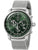 Herrenuhr mit grünem Chronographenzifferblatt und silbernem Metallmaschenband
