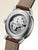 Zeppelin Herrenarmbanduhr Rückseite mit sichtbarem Uhrwerk und braunem Lederband