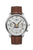 Montre Zeppelin pour homme avec bracelet en cuir marron, boîtier argenté et cadran à phases de lune.