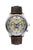 Zeppelin Herrenuhr mit braunem Lederarmband, silbernem runden Gehäuse und beigem Zifferblatt