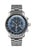 Herrenuhr mit silbernem Edelstahlarmband, blauem Chronographen-Zifferblatt mit Alarm