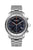 Herrenarmbanduhr mit Stahlband, dunkelblauem Zifferblatt, Chronographen-Optik und roten Zeigern