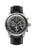 Herrenarmbanduhr mit schwarzem Lederband, schwarzem Zifferblatt und Chronographen-Subdials