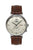Herrenarmbanduhr mit beigem Zifferblatt, braunem Lederarmband, Analoganzeige und Dual-Time