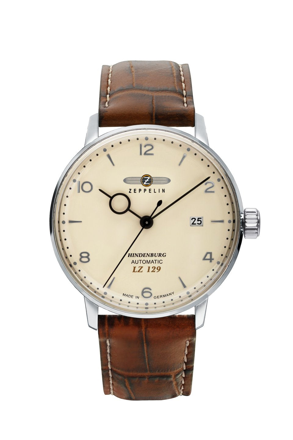 Herrenarmbanduhr Zeppelin mit beigem Zifferblatt und braunem Lederband