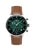 Zeppelin Herrenuhr: dunkelgrünes Zifferblatt, Solar-Chronograph, braunes Lederarmband