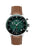 Zeppelin Herrenarmbanduhr mit grünem Zifferblatt, braunem Lederband und Chrono-Subziffern