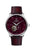 Herrenuhr mit dunkelrotem Zifferblatt und Lederarmband, Automatik mit Offenem Herz