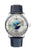 Herrenuhr Zeppelin Atlantic mit blauem Lederband und silbernem Zifferblatt mit GMT-Anzeige