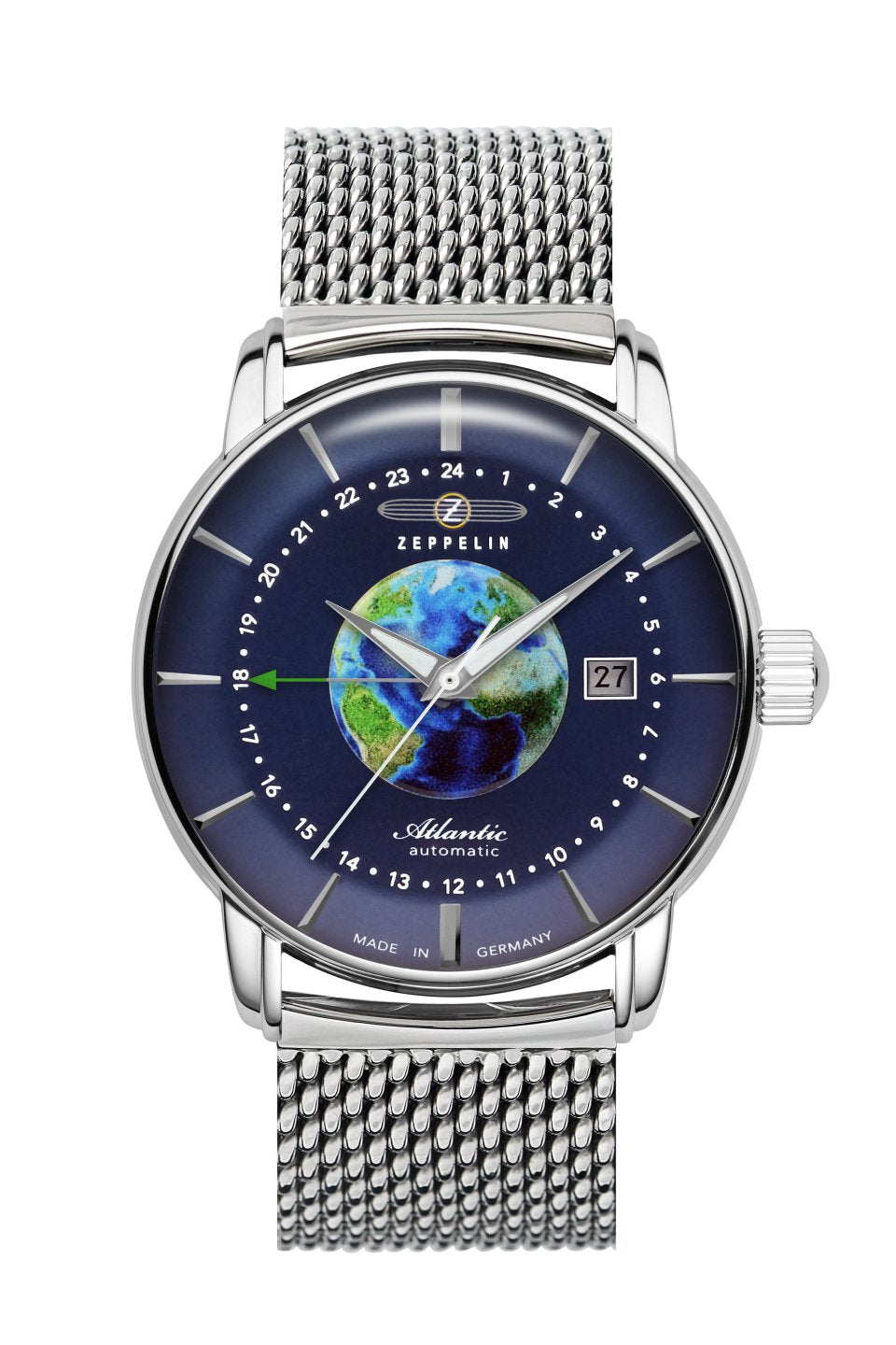 Herrenarmbanduhr mit blauem Zifferblatt, Datumsfenster und Edelstahl-Metallband