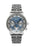 Silberne Damenuhr mit Metallarmband; silbernes Zifferblatt mit Subdials
