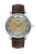 Herrenarmbanduhr mit braunem Lederband und goldenem Zifferblatt, automatische Anzeige