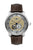 Herrenarmbanduhr von Zeppelin mit offenem Herz, goldfarbenem Zifferblatt und braunem Lederband