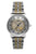 Automatik-Damenuhr mit zweifarbigem silber-goldfarbenem Armband und goldfarbenem Strahlenzifferblatt