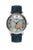 Unisex Armbanduhr mit offenem Herzen, silbernem Zifferblatt und blauem Lederband