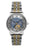 Unisex Armbanduhr mit offenem Herzen, zweifarbigem Metallband und blauem Zifferblatt