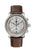 Herren-Chronograph mit weißem Zifferblatt, braunem Lederband und Edelstahlgehäuse